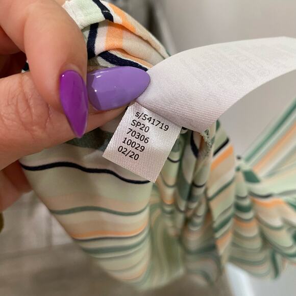 Ann Taylor Factory Halter Midi Dress Modern Stripe Herbal Green Petite 12P - Picture 8 of 8